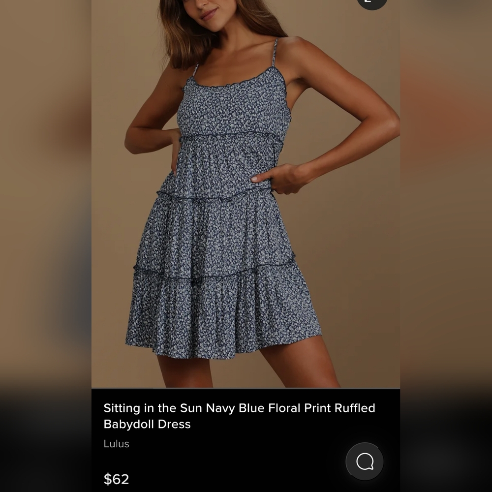 Lulu's Navy Blue Floral Ruffled Babydoll Mini Dress